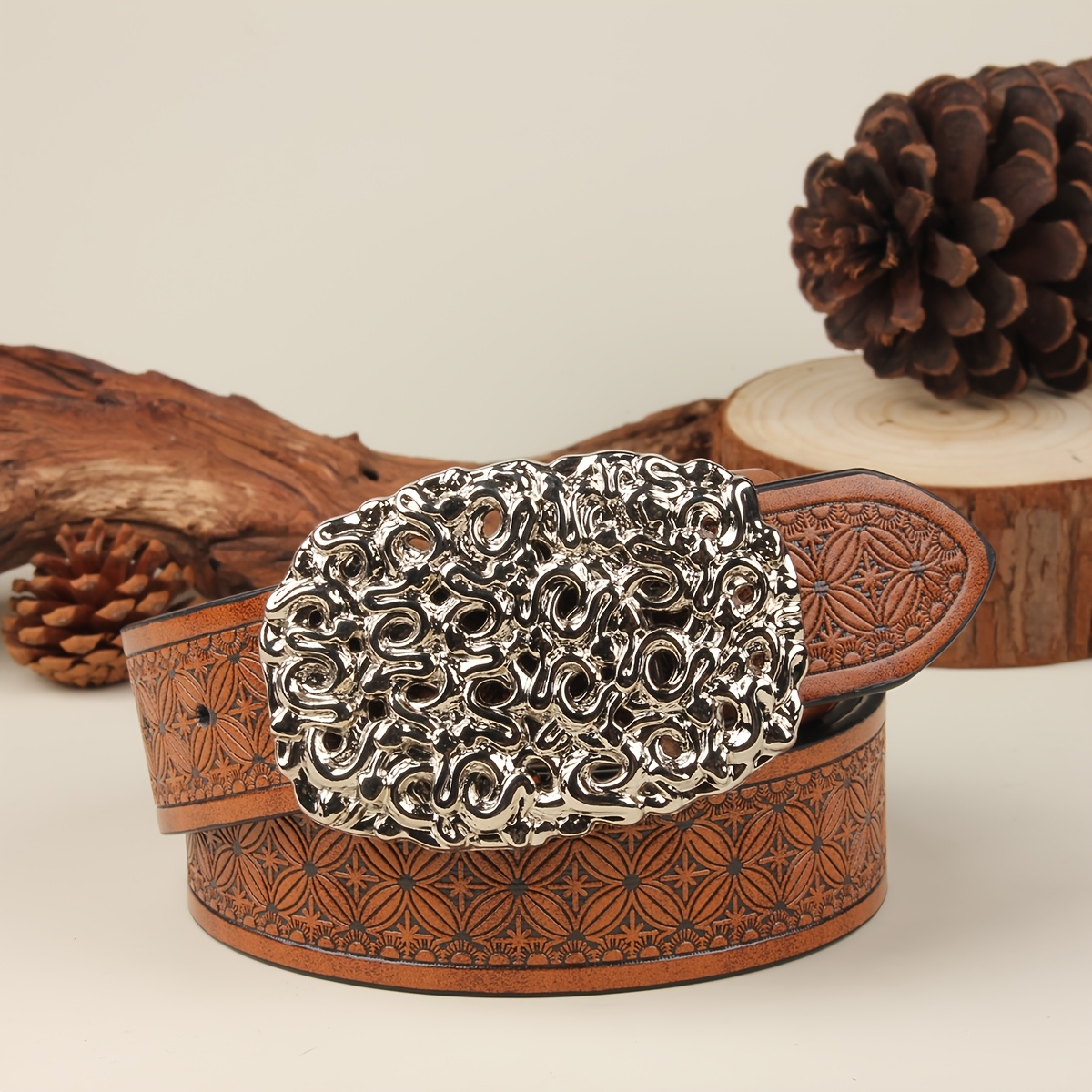 Fashionable Snake Hollow Out Belt with Silvery Buckle 3.7cm Wide